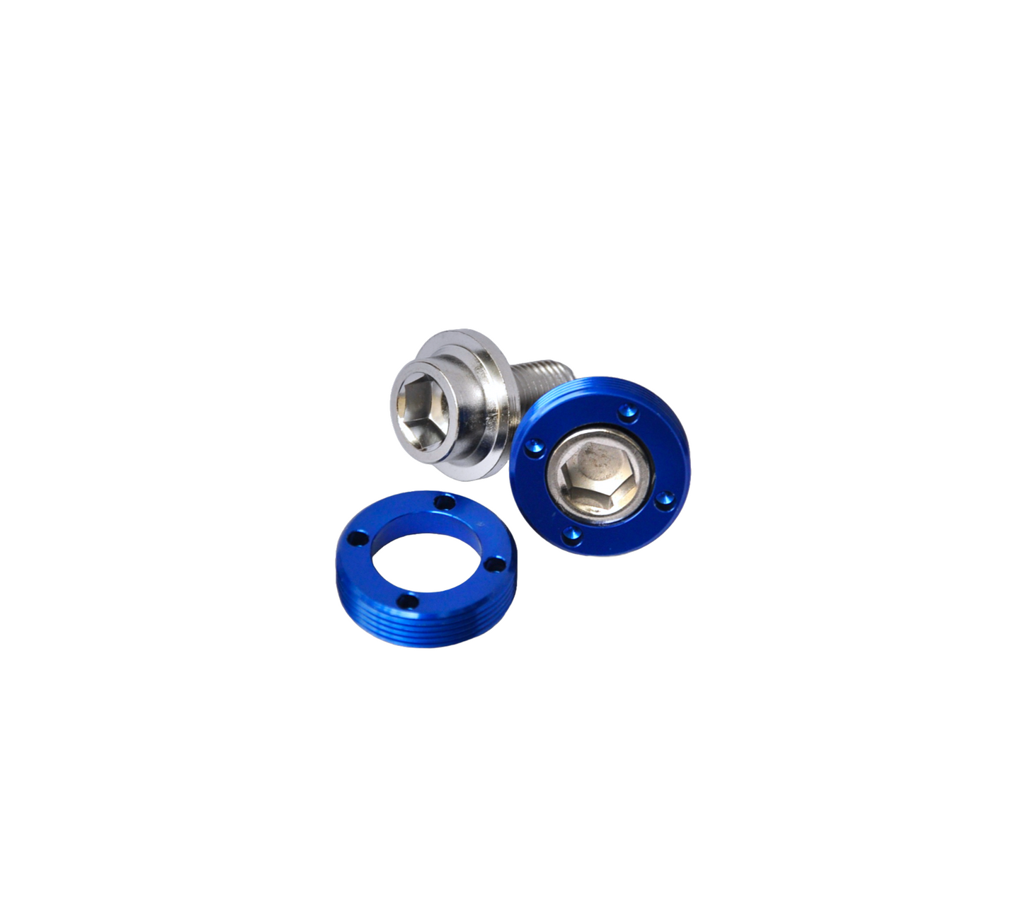 Kurbelschrauben mit Alu Ring - blau