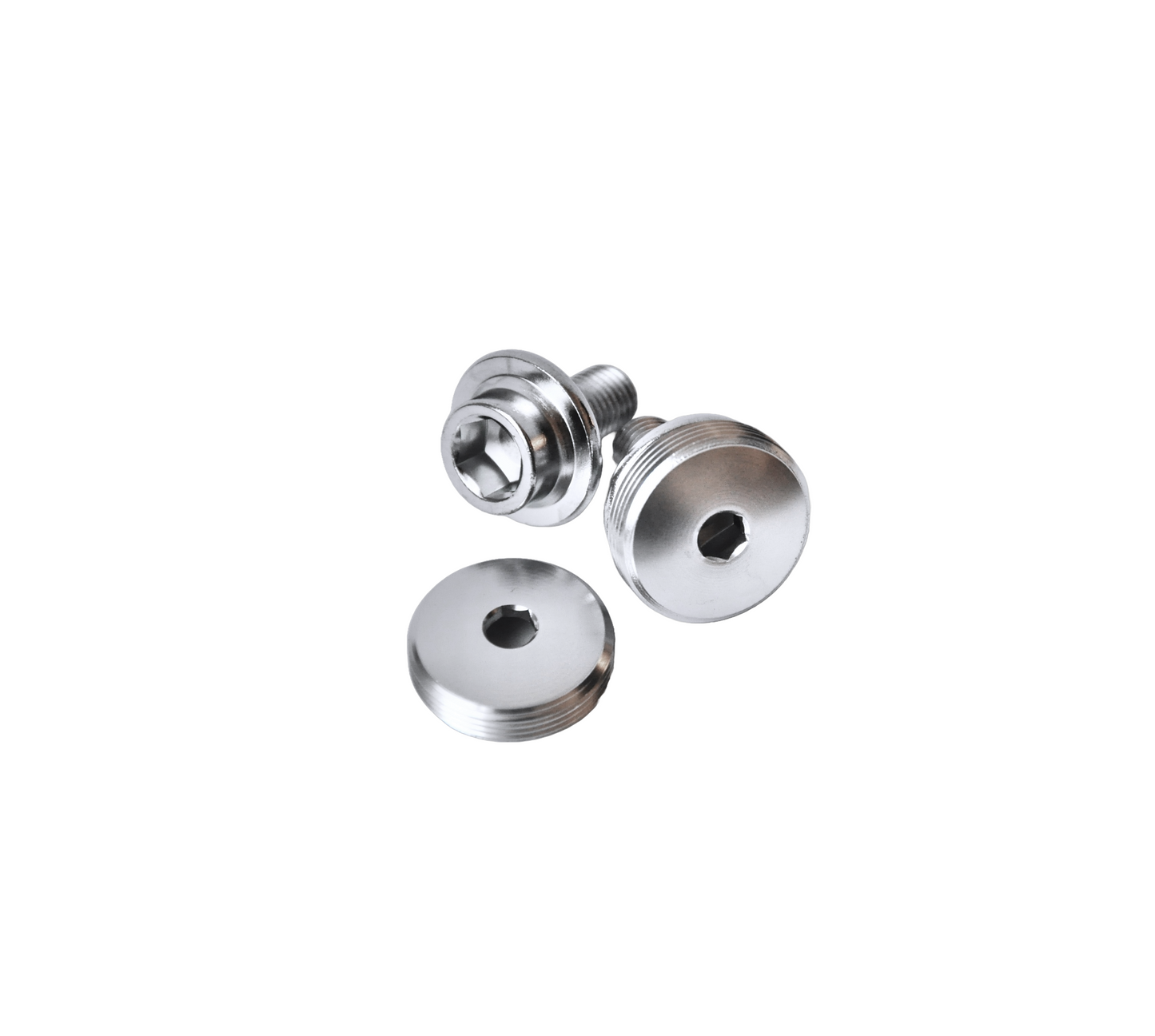 Kurbelschrauben mit Aluminium Dust Caps - silber