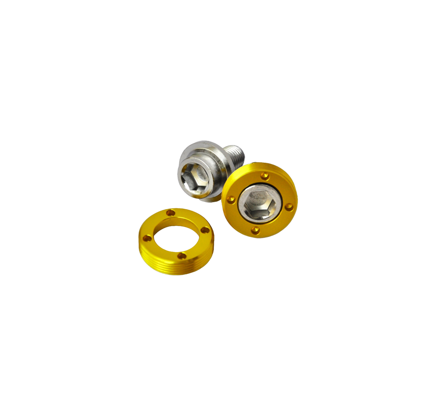 Kurbelschrauben mit Alu Ring - gold