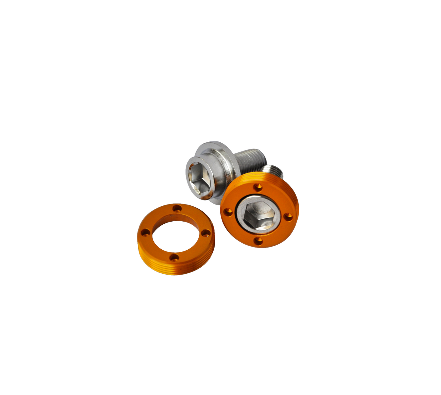 Kurbelschrauben mit Alu Ring - orange