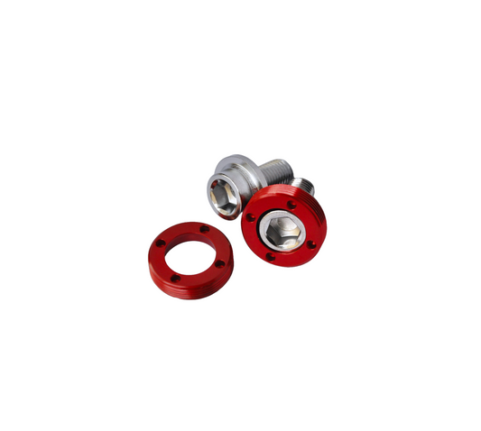 Kurbelschrauben mit Alu Ring - rot